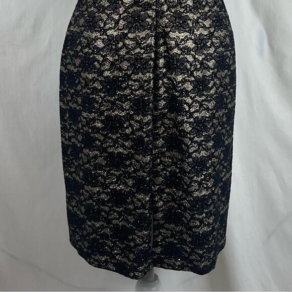 Eliza J Sheer Metallic Black Gold Lace Glam Party Event Dress NWOT Size 8 - Picture 7 of 14